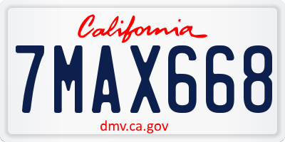 CA license plate 7MAX668