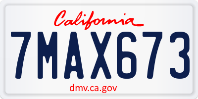 CA license plate 7MAX673