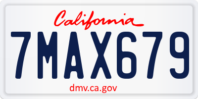 CA license plate 7MAX679