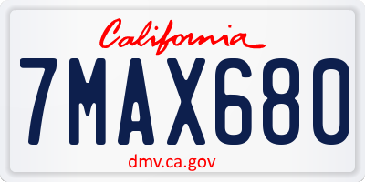 CA license plate 7MAX680