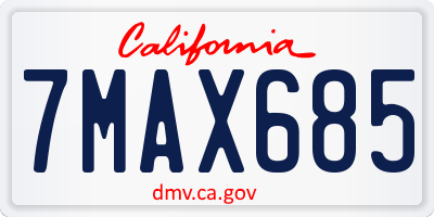 CA license plate 7MAX685