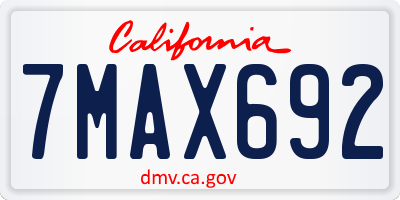 CA license plate 7MAX692