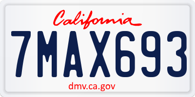 CA license plate 7MAX693