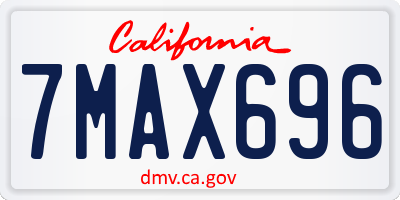 CA license plate 7MAX696