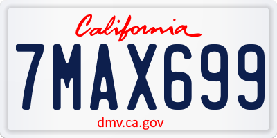 CA license plate 7MAX699