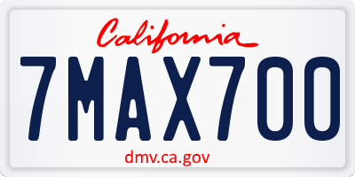 CA license plate 7MAX700