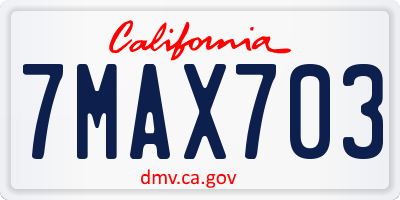 CA license plate 7MAX703