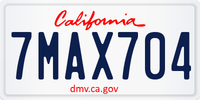 CA license plate 7MAX704