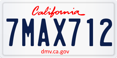 CA license plate 7MAX712