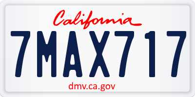 CA license plate 7MAX717