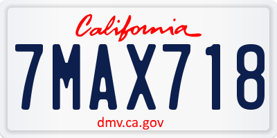 CA license plate 7MAX718