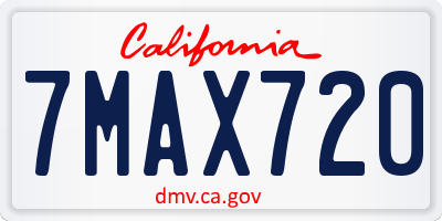 CA license plate 7MAX720