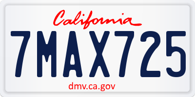 CA license plate 7MAX725