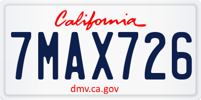 CA license plate 7MAX726