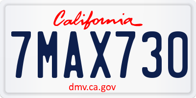 CA license plate 7MAX730