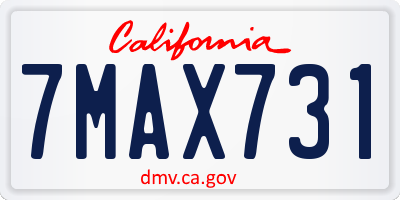CA license plate 7MAX731