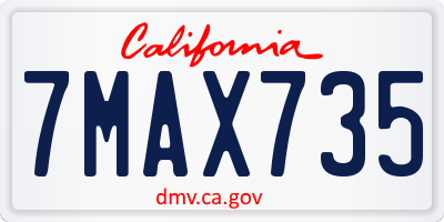 CA license plate 7MAX735