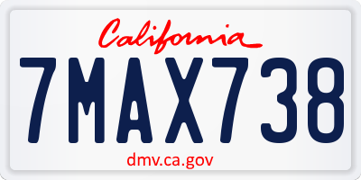 CA license plate 7MAX738