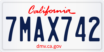 CA license plate 7MAX742
