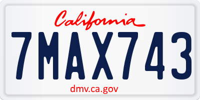 CA license plate 7MAX743