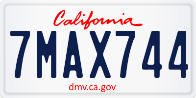 CA license plate 7MAX744