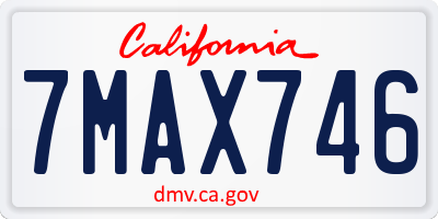 CA license plate 7MAX746