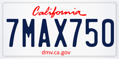 CA license plate 7MAX750