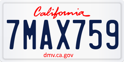 CA license plate 7MAX759