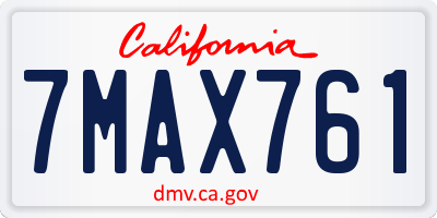 CA license plate 7MAX761