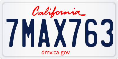 CA license plate 7MAX763