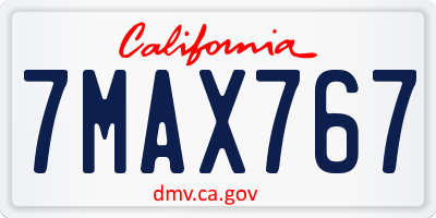 CA license plate 7MAX767