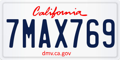 CA license plate 7MAX769
