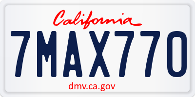 CA license plate 7MAX770