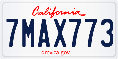 CA license plate 7MAX773