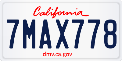 CA license plate 7MAX778