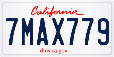 CA license plate 7MAX779