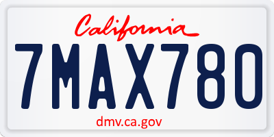 CA license plate 7MAX780
