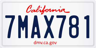 CA license plate 7MAX781