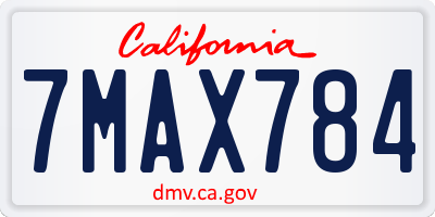 CA license plate 7MAX784