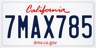 CA license plate 7MAX785
