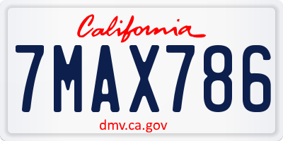 CA license plate 7MAX786