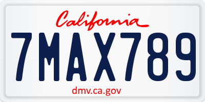 CA license plate 7MAX789