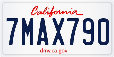 CA license plate 7MAX790