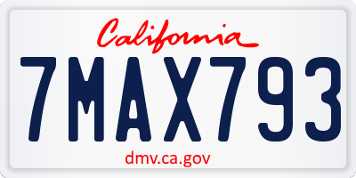 CA license plate 7MAX793