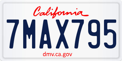 CA license plate 7MAX795