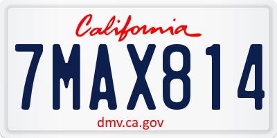 CA license plate 7MAX814