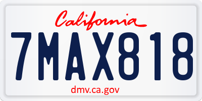 CA license plate 7MAX818