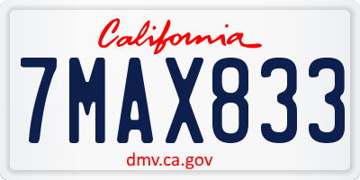 CA license plate 7MAX833