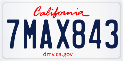 CA license plate 7MAX843