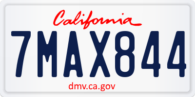 CA license plate 7MAX844